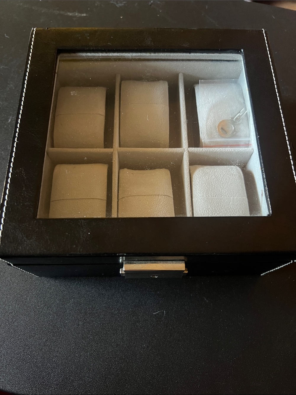 Watch Display Case Organizer in Black with Gray Interior - Brand Unspecified